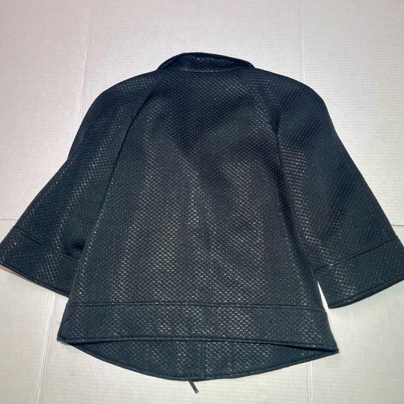 Anne Klein Suit Size 4 Zip Motorcycle Jacket Black Metallic - Picture 6 of 10